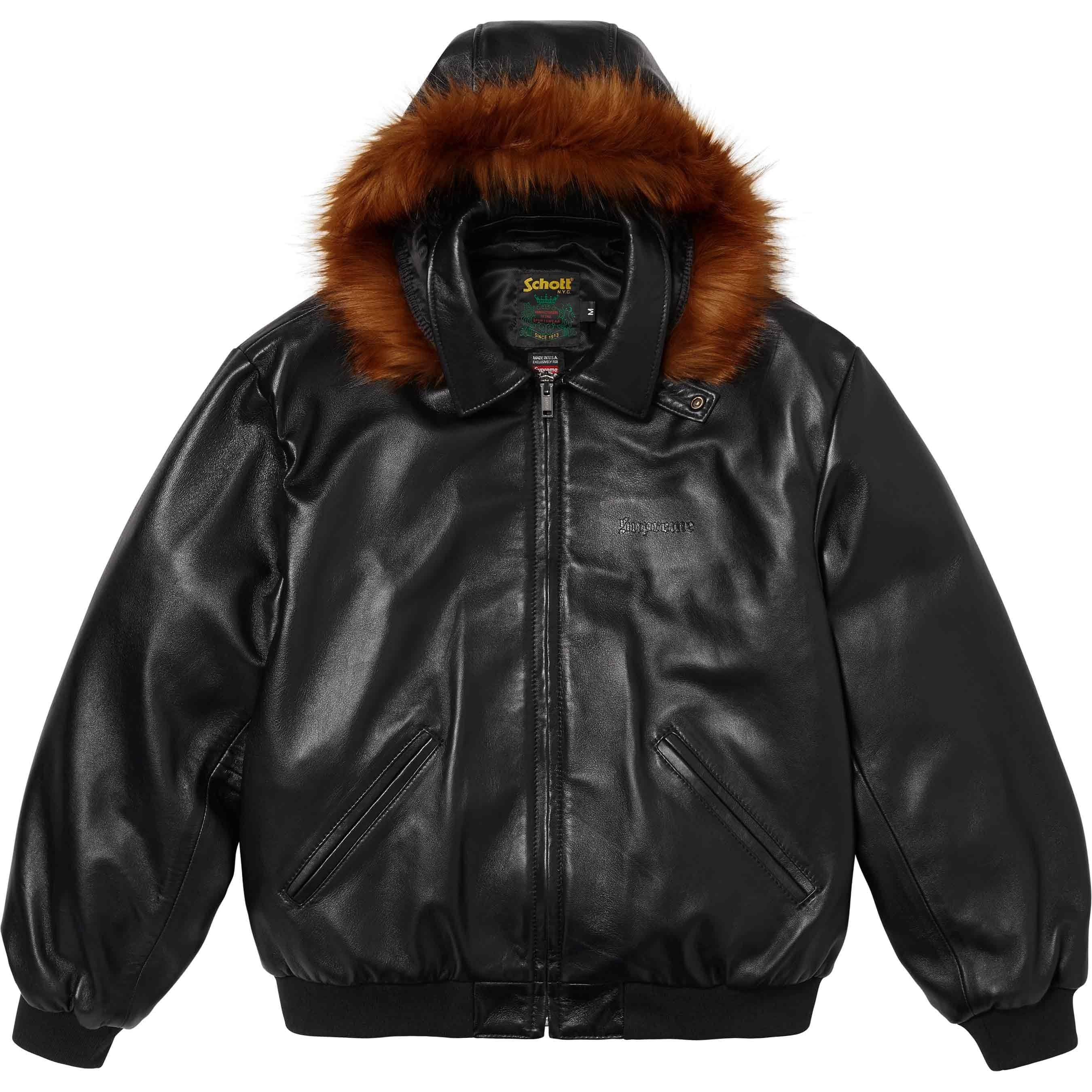 Supreme®/Schott® Hooded Leather Bomber Jacket view 7